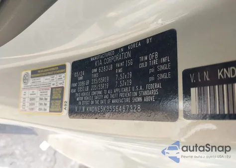 2025 Kia Carnival Mpv Sx from USA, damaged, VIN KNDNE5K35S6467328